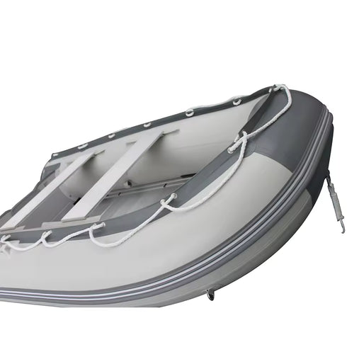 Inflatable Boat with Aluminum Floor, 0.9mm–1.2mm Reinforced PVC Construction, Stable Motor-Ready Dinghy for Fishing, Touring, and Water Sports
