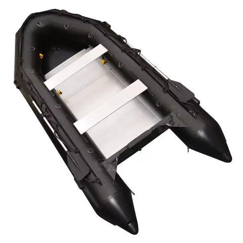 Inflatable Boat with Aluminum Floor, 0.9mm–1.2mm Reinforced PVC Construction, Stable Motor-Ready Dinghy for Fishing, Touring, and Water Sports