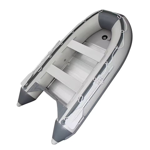 Inflatable Boat with Aluminum Floor, 0.9mm–1.2mm Reinforced PVC Construction, Stable Motor-Ready Dinghy for Fishing, Touring, and Water Sports