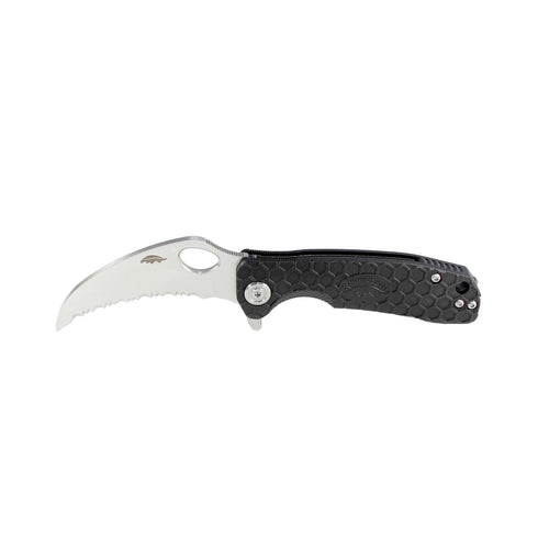 Honey Badger Claw Small hawkbill folding knife, S, Black, Serrated, side view