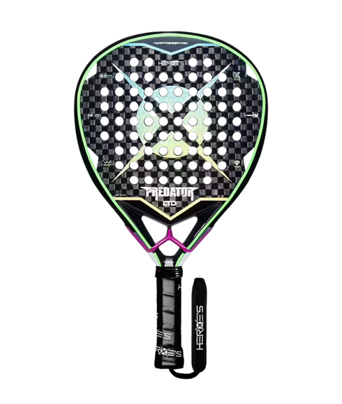 Heroe's Predator LTD 2026 Padel Racket in black and green, front view