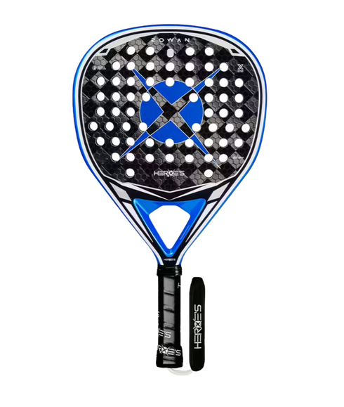 Heroe's Rowan 2026 Padel Racket in blue and silver, front view