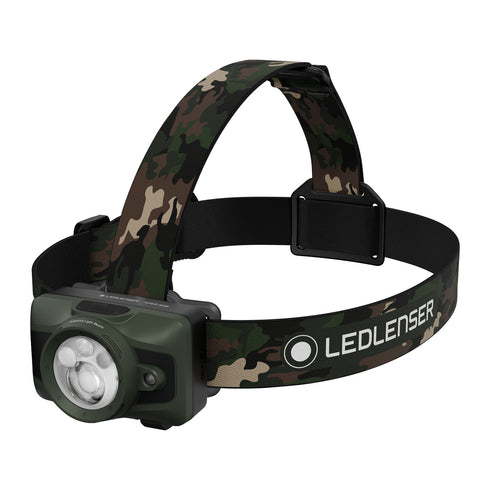 Ledlenser HF6R RGB rechargeable headlamp, camo, product shot on white