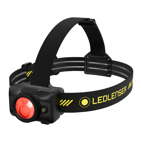 Ledlenser HF7R Pro rechargeable headlamp, black, red light on