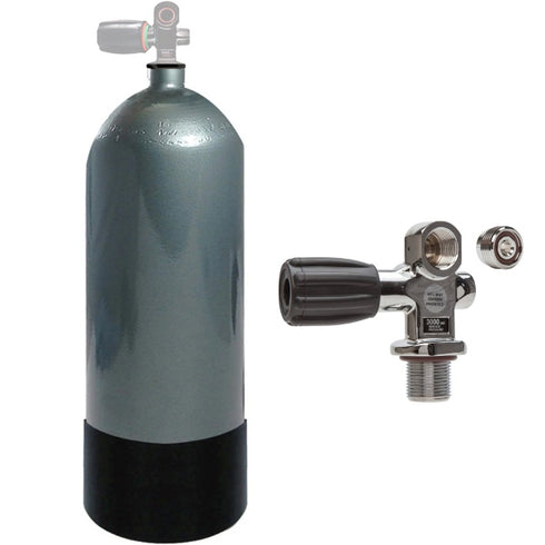 Faber steel scuba tank 12.9 L with XS Scuba Pro valve and black boot