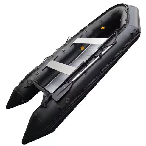Inflatable Boat with Aluminum Floor, 0.9mm–1.2mm Reinforced PVC Construction, Stable Motor-Ready Dinghy for Fishing, Touring, and Water Sports