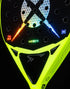 Heroe's RS3 2025 Padel Racket in neon yellow, close-up detail