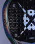 Heroe's RS1 2025 Padel Racket in black and purple, close-up detail