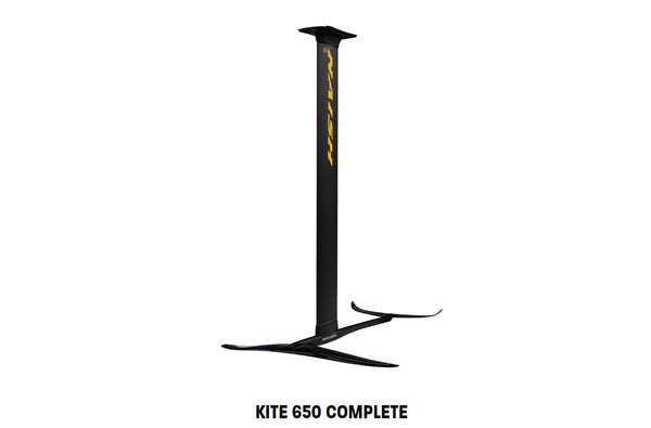 Naish S26 Kite Foil, a stable hydrofoil setup optimized for light wind kiteboarding performance and early lift.