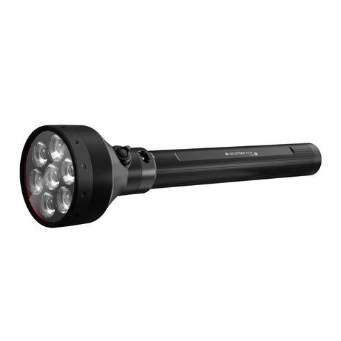 Ledlenser P21R rechargeable flashlight, black, product shot on white
