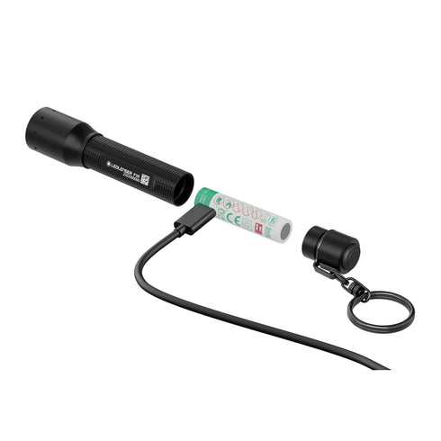 Ledlenser P3R key flashlight, black, USB-C charging detail