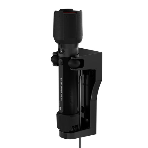 Ledlenser P7R Pro work flashlight, black, in charging station
