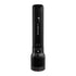 Ledlenser P7R rechargeable flashlight, black, standing view on white