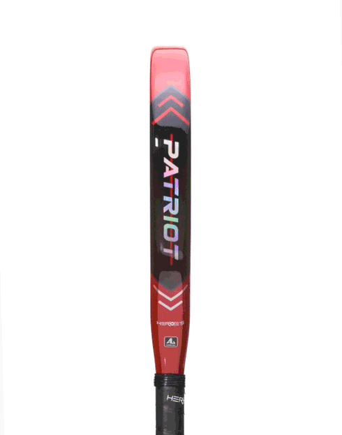 Heroe's Patriot Hyper 2025 Padel Racket in white, black and red, 360 view