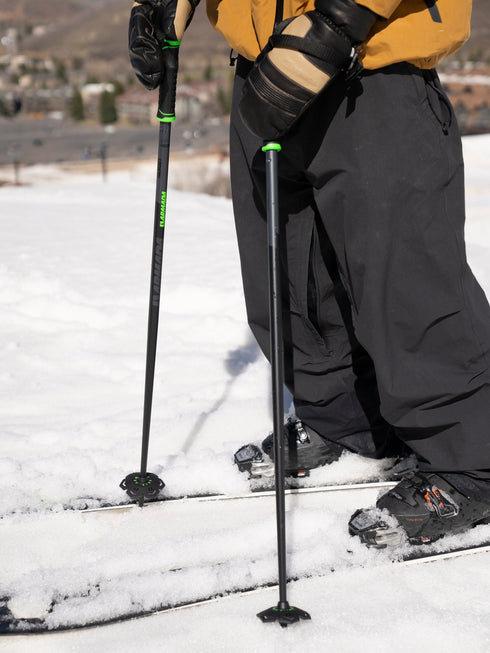 Armada Legion ski poles in Black/Lime on snow