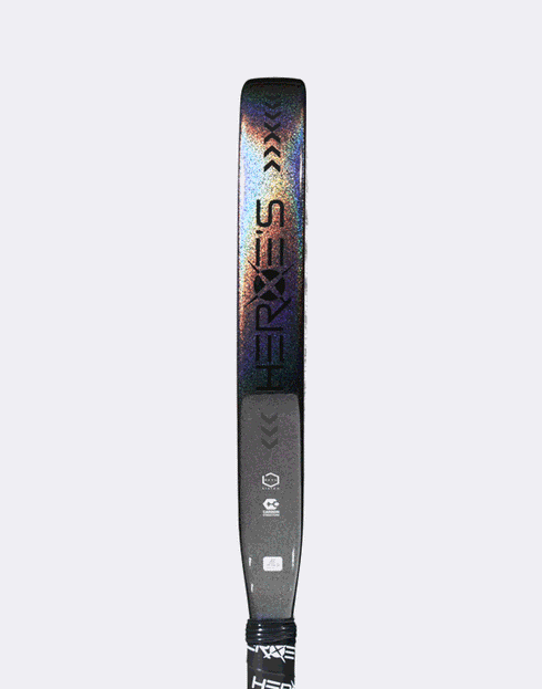 Heroe's RS1 2025 Padel Racket in black and purple, 360 view