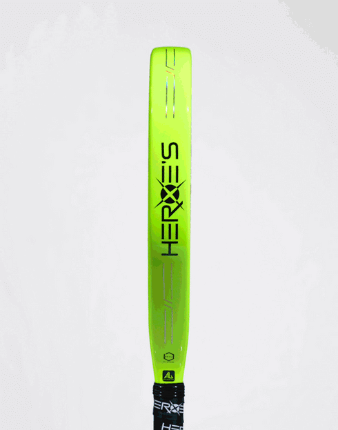 Heroe's RS3 2025 Padel Racket in neon yellow, 360 view