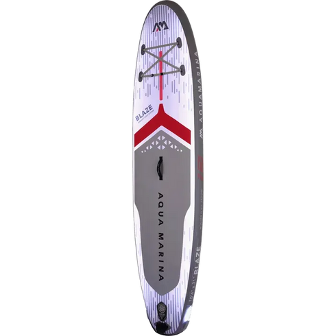 Aqua Marina Blaze illuminated paddle board with lights on, front side view