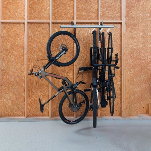 Stashed SpaceRail wall bike storage system, view 3