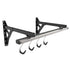 Stashed SpaceRail wall bike storage system with 4 hooks, black and silver