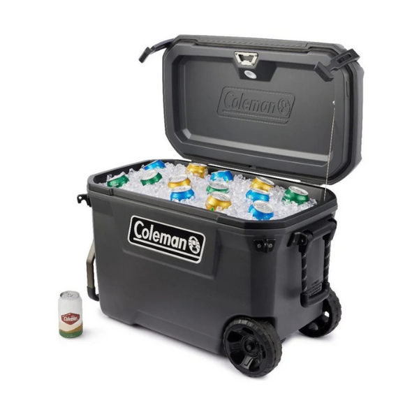 Coleman Convoy 65 QT Wheeled Cool Box (65L), a large, durable cooler with wheels and a telescoping handle for easy transport.