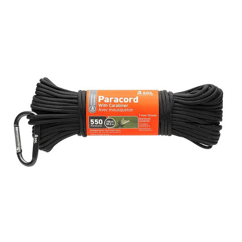 SOL 550 Paracord 100 ft with Carabiner