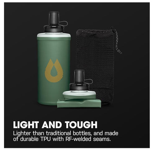 HydraPak PackFlask 750ml - Harness Mounted Water Bottle for Backpacks - Hands-Free, Easy-Access, Ultra-Light, Collapsible Pack Softflask for Hiking & Backpacking