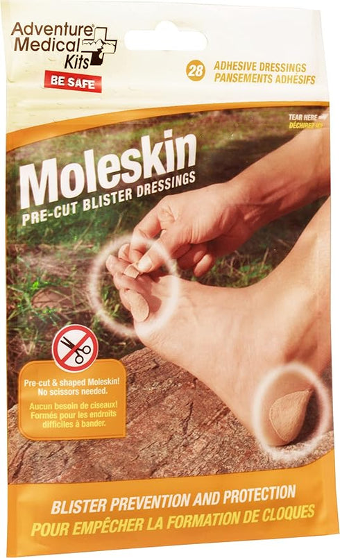 Adventure Medical Kits Moleskin Foot Care, Pre - Cut Blister Prevention, Adhesive Padding, Suitable for Hiking/Trekking