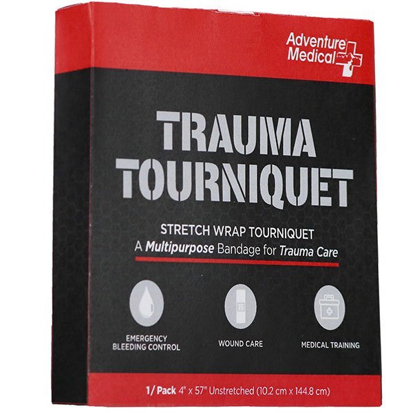 Adventure Medical Kits Trauma Tourniquet, a quick-application device for controlling severe bleeding in emergency trauma situations.