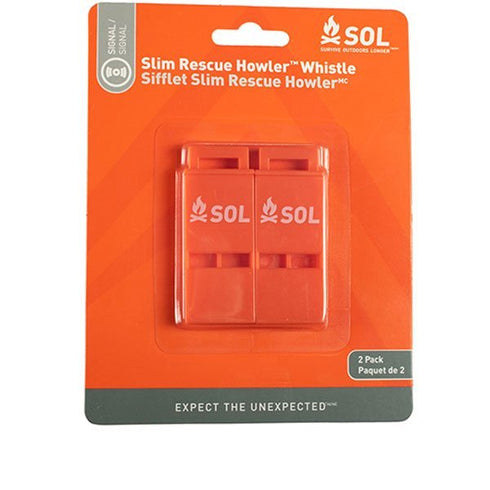 Adventure Medical SOL Slim Rescue Howler Whistle, 2 - Pack, 100dB Loud Signal, Compact Design, Suitable for Outdoor Safety