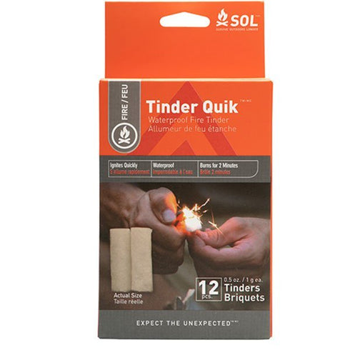 Adventure Medical Tinder Quik Fire Starters, 12 Count, Rapid Ignition, Waterproof Design, Suitable for Emergency Fire Starting