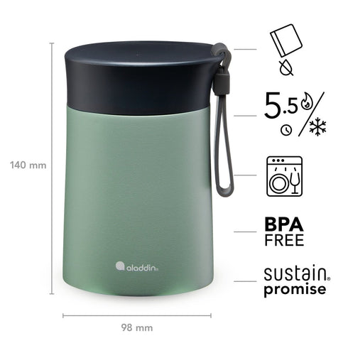 Aladdin Bistro Thermavac 0.4L Stainless Steel Food Jar - Vacuum Insulated, Wide Mouth - Keeps Meals Hot or Cold for Lunch and Travel