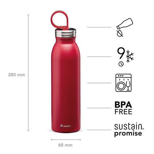 Aladdin Chilled Thermavac 0.55L Stainless Steel Water Bottle - Vacuum Insulated, Keeps Drinks Cold All Day - Essential Bottle for Cold Hydration