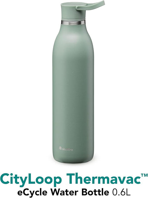 Aladdin CityLoop Thermavac 0.6L Insulated Water Bottle - Eco - Friendly Recycled Material, Vacuum Insulation - Hydration Bottle for Urban Commuting