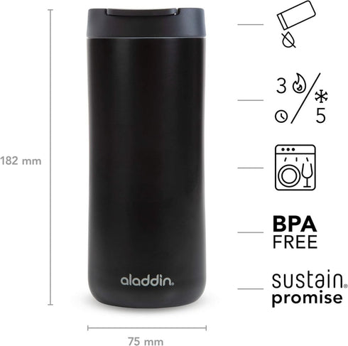 Aladdin LeakLock Thermavac 0.35L Stainless Steel Mug - Leak - Proof Design, Durable Construction - Insulated Mug for Coffee and Daily Commuting