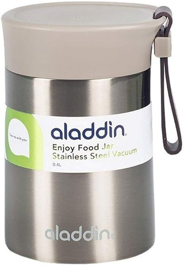 Aladdin White Enjoy 0.4L Stainless Steel Food Jar - Vacuum Insulated, Keeps Food Hot/Cold - Stylish and Functional Food Storage for Lunch