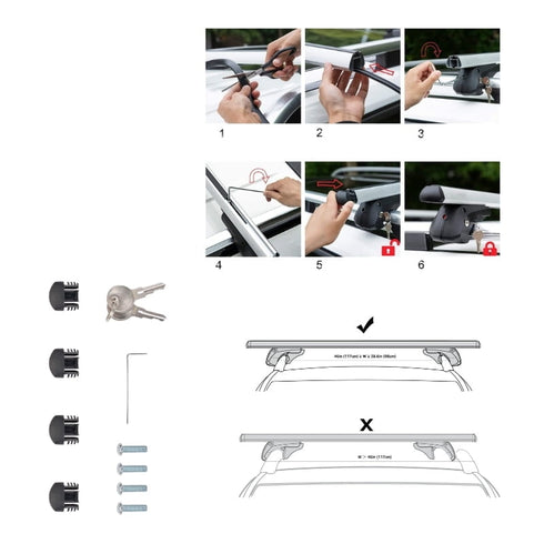 Aluminium Universal Car Roof Rack, Crossbar Set for Carrying Kayaks, SUP Boards and Luggage