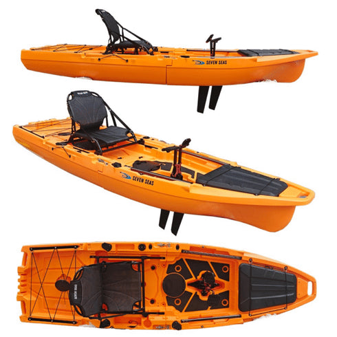 Angler X Flap Pedal Kayak SK-34, 3m Single Fishing Kayak with Stadium Seat and 220 cm Paddle
