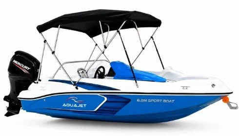 AquaJet 15ft Boat 60HP Mercury | 4 Persons | Blue