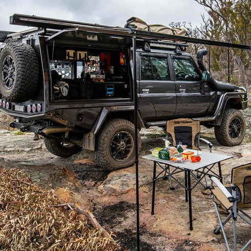 ARB Aluminum Awning with LED Light, 2000x2500mm, Black Case, Waterproof Fabric, Suitable for SUV/4x4 Shade