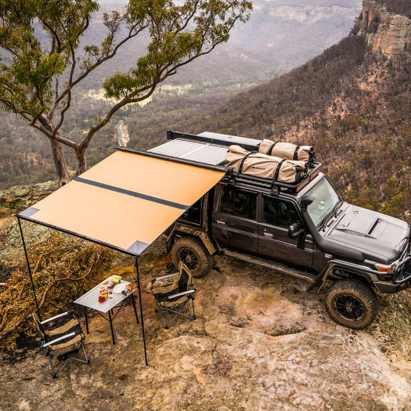 ARB Aluminum Awning with LED Light, 2000x2500mm, Black Case, Waterproof Fabric, Suitable for SUV/4x4 Shade