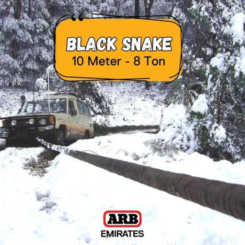 ARB Black Snake Recovery Strop, 10m Length, 8 Ton Capacity with Steel Thimbles, Suitable for Heavy Vehicle Recovery