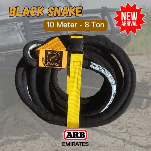 ARB Black Snake Recovery Strop, 10m Length, 8 Ton Capacity with Steel Thimbles, Suitable for Heavy Vehicle Recovery
