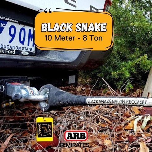 ARB Black Snake Recovery Strop, 10m Length, 8 Ton Capacity with Steel Thimbles, Suitable for Heavy Vehicle Recovery