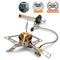 Primus OmniFuel multi-fuel stove with fuel bottle and pump, front view