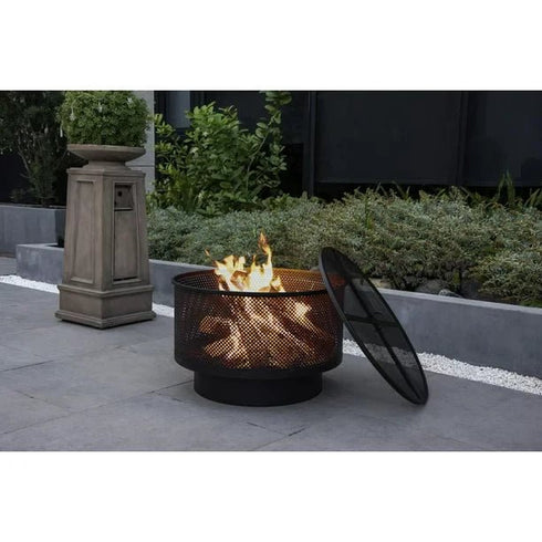 Bad Axe Radiance Firepit, Elegant Geometric Cutouts, Superior Airflow, Warm Ambient Glow, Suitable for Memorable Gatherings