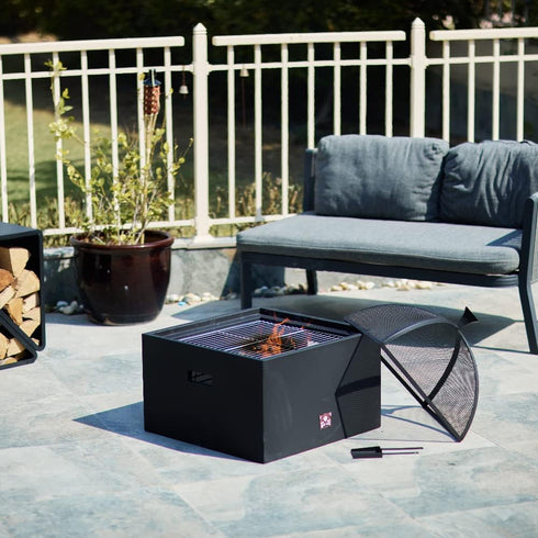 Bad Axe The Log Cabin Firepit, Cozy Rustic Design, Heavy Duty Construction, Stable Base, Suitable for Outdoor Relaxation