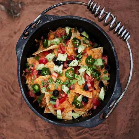 Barebones 12 Inch Cast Iron Dutch Oven Classic, 8 Qt Seasoned Camp Oven with Venting Lid and Wide Base