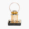 Barebones Block Tower Lantern, Vintage Style Rechargeable LED Lantern in Brass with Dimmer and Candle Mode