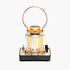 Barebones Block Tower Lantern, Vintage Style Rechargeable LED Lantern in Brass with Dimmer and Candle Mode